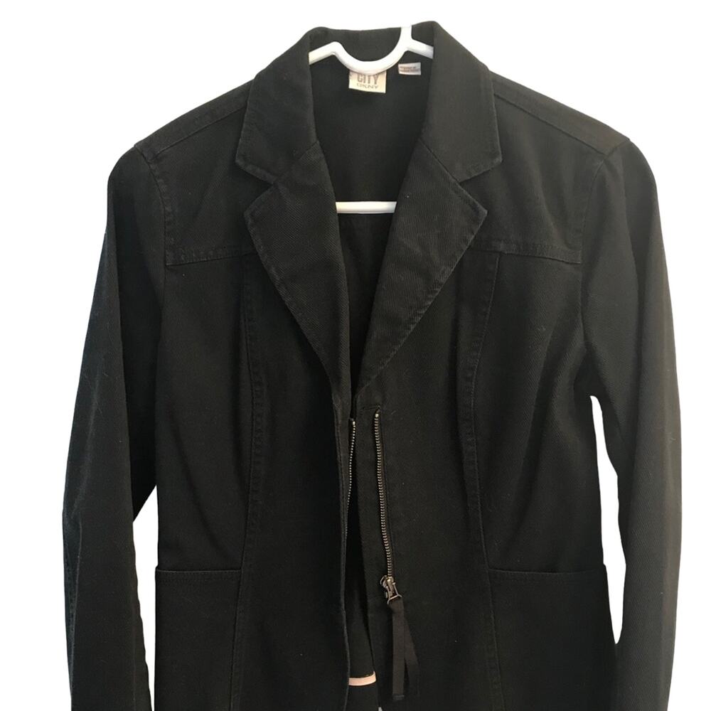 DKNY Black denim blazer city size 6